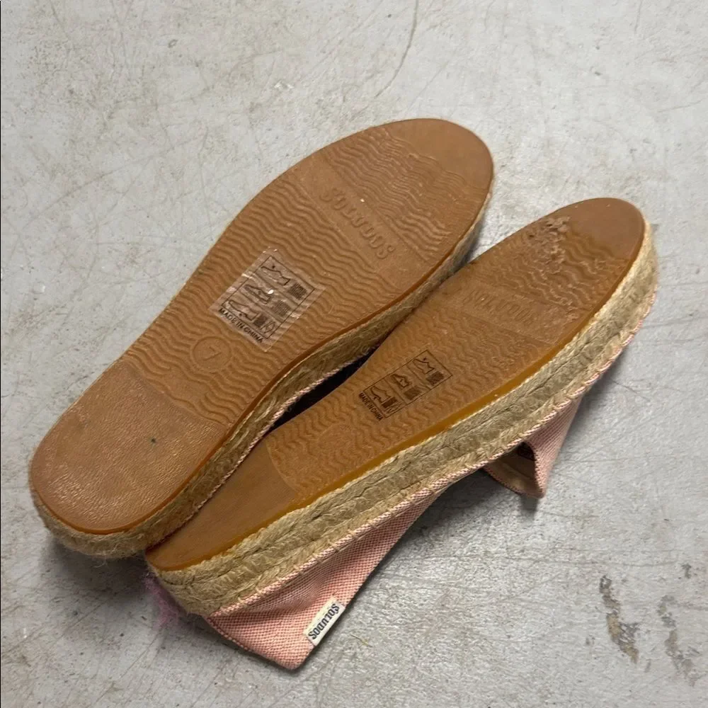 Pink Espadrille Flats SOLUDOS Slip On Shoes Size 7 LIKE NEW